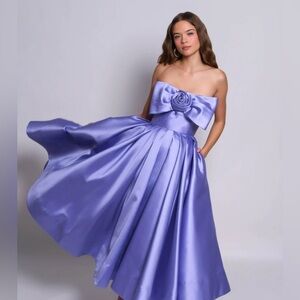Hutch Strapless Satin Dress in Lavender with Bow - Worn Once